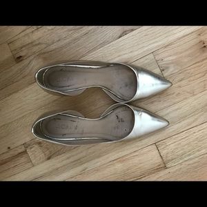 J.crew silver kitten heels size 6